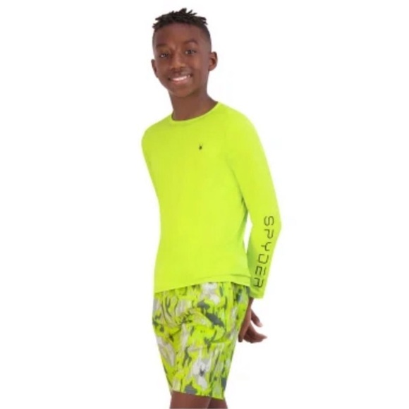 Spyder Youth Bright Green 2-piece Swim Set/ Rash Guard and Shorts | NEW/NWT!!🌊 - Picture 3 of 9